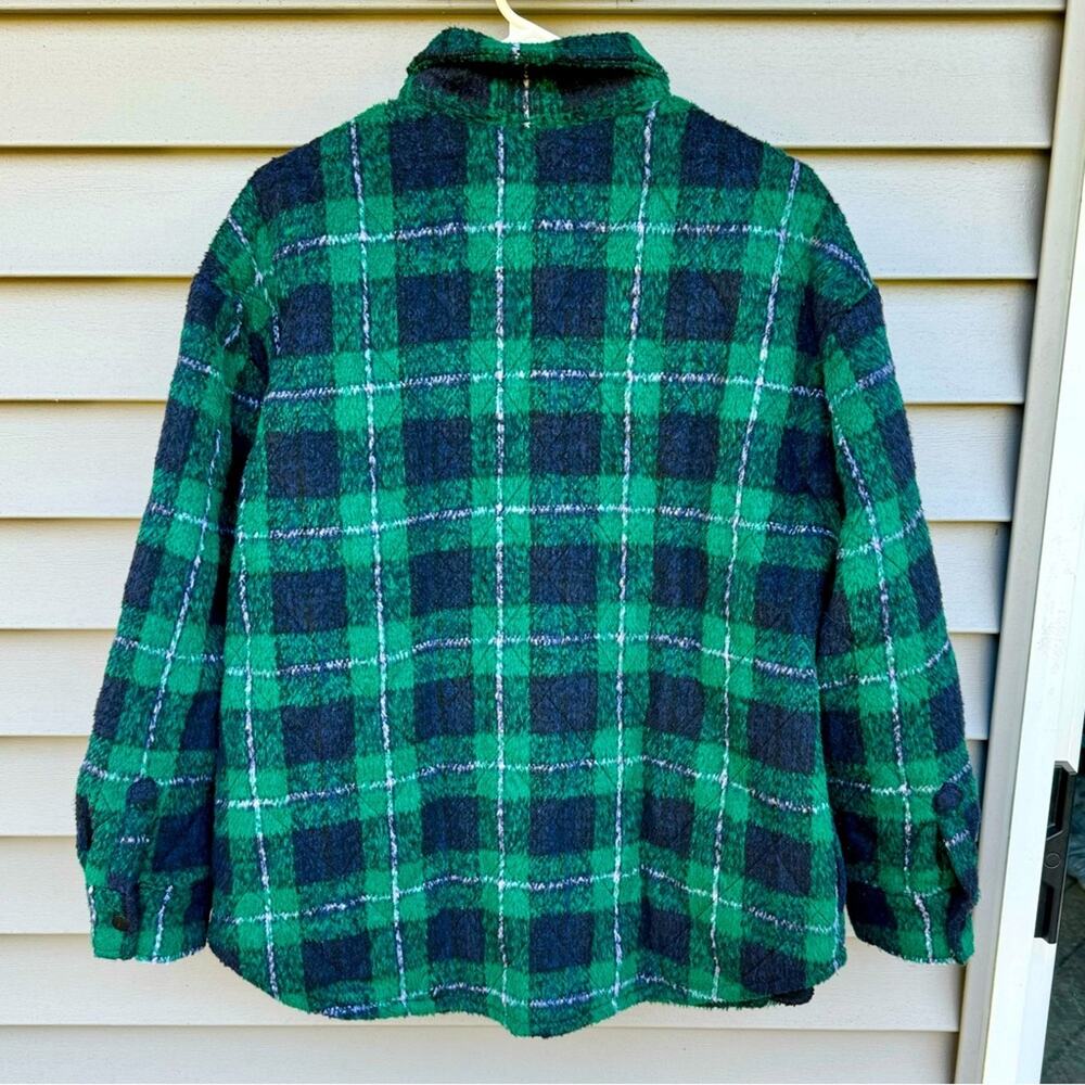 Steve Madden size L The Belle Plaid Lined Shacket Jacket - pine green - Picture 6 of 13